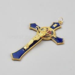 亜鉛合金エナメルペンダント  丸カン付き  クロスチャーム  ブルー  120x70x13mm  穴：8mm&nbsp;FIND-WH0139-676G-02