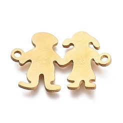 304ステンレススチールリンクコネクター  レーザー切断  カップル  ゴールドカラー  14x21.5x1mm  穴：1.5mm&nbsp;STAS-O128-29G