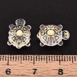 透明な腹筋プラスチック ビーズ  カメ  ゴールドライン入り  半分メッキ  透明  13x9x5mm  穴：1.6~1.8mm  約2000個/500g&nbsp;TACR-T028-77A