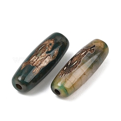 チベット風ジービーズ  天然石瑪瑙ビーズ  染め＆加熱  オーバル  28.5~32x10~12.5mm  穴：1.5~3mm&nbsp;TDZI-E004-64-01