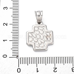 304ステンレスペンダント  クロスチャーム  変色防止  ステンレス鋼色  19x15.5x2.5mm  穴：4x4.3mm&nbsp;STAS-L286-10P