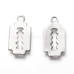 変色しにくい201ステンレススチールチャーム  レーザー切断  刃の形  ステンレス鋼色  13x7x0.5mm  穴：1.4mm&nbsp;X-STAS-O134-07P