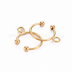 イオンプレーティング（IP）304ステンレススチール製イヤーカフ金具  カン付き  ゴールドカラー  14.5x11x1mm  穴：1.8mm&nbsp;STAS-S116-308G