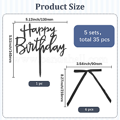 ポリエステルレース  「お誕生日おめでとう」の文字が入った蝶結び  紙で  誕生日パーティー用  ブラック  210mm&nbsp;FEPA-WH20816-002A