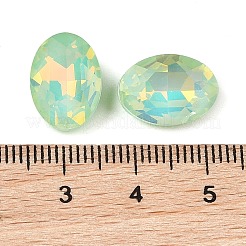 ガラスカボション  多面カット  オーバル  芝生の緑  14x10x5mm  36個/セット&nbsp;GLAA-N0028-06C