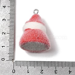 クリスマスフロッキー不透明樹脂ペンダント  プラチナトーンの鉄ループ付き  雪だるま  28.5x22x20.5mm  穴：2mm&nbsp;LS-RESI-F062-04B