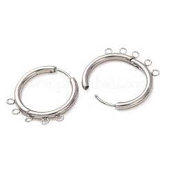 304ステンレススチールフープピアス金具  ラウンド  5ループ付き  長持ちメッキ  ステンレス鋼色  24.5x24x2.5mm  穴：1.8mm&nbsp;STAS-D183-02D-P