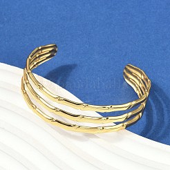 女性用 304 ステンレススチール製中空カフバングル  イオンプレーティング（ip）  18KGP本金メッキ  内径：2-1/8x2-1/2インチ（5.3x6.4cm）&nbsp;BJEW-Z097-01G