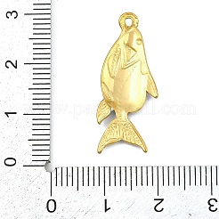 プリントされた304ステンレススチールペンダント  魚  PVD真空メッキ  18KGP本金メッキ  ダークオリーブグリーン  28x11.5x2.5mm  穴：1mm&nbsp;STAS-P419-04G-01