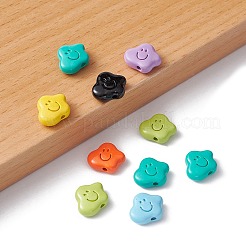 塗装合金ビーズをスプレー  笑顔の雲  ミックスカラー  10.5x12x4.5mm  穴：1.4mm&nbsp;PALLOY-YW0001-66