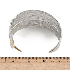 女性用304ステンレススチールカフバングル  葉  プラチナ·ゴールデン  1-5/8インチ（4.2cm）  内径：2-1/2インチ（6.4cm）&nbsp;BJEW-D363-01A-PG