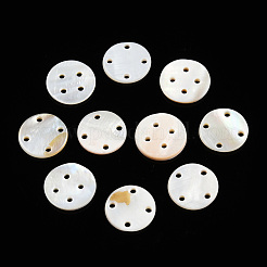 天然淡水シェルボタン  4穴  フラットラウンド  乳白色  24~25.5x2~2.5mm  穴：2.5mm&nbsp;SHEL-N032-216