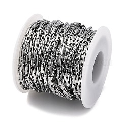 304ステンレススチールボストンリンクチェーン  スプールで  ハンダ付け  ステンレス鋼色  7.5x3x1.5mm  約32.81フィート（10m）/ロール&nbsp;STAS-P386-05B-P