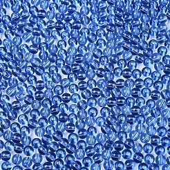 透明な色のガラスシードビーズ  ラウンド  藤紫色  4.5x4mm  穴：1mm  約5000個/ポンド&nbsp;SEED-C001-02A-04