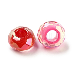 UVメッキレインボー虹色アクリルヨーロピアンビーズ  大穴ビーズ  ロンデル  ミックスカラー  14.5x8mm  穴：5.5mm&nbsp;MACR-P040-14
