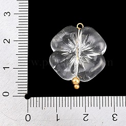 透明アクリルとステンレススチール製のペンダント  花のチャーム  ゴールドカラー  透明  24.5x19.5x7mm  穴：1.5mm&nbsp;TACR-G051-01G-02