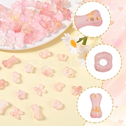 DIYジュエリー作りのパーツキット  アクリルビーズ、チャーム、ビーズキャップを含む  ピンク  5.5~15x7~11.5x3~6.5mm  穴：1.5~2.5mm&nbsp;DIY-FS0008-99