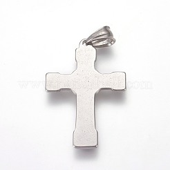 変色しにくい304ステンレススチールペンダント  クロス  ステンレス鋼色  42.5x28.5x4mm  穴：5x7.5mm&nbsp;STAS-E449-04P