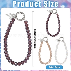 3 個のガラスペンダント装飾  合金スプリングゲートリング付き  ミックスカラー  158mm&nbsp;HJEW-YW00570