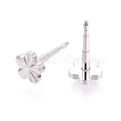 女性のための真鍮のスタッドピアス  花  プラチナメッキ  6x6.5mm&nbsp;EJEW-G441-01P