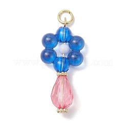 フラットラウンドいアクリルペンダントネックレス  304ステンレススチールアズキチェーン付き  ミックスカラー  34.5x15.5x7.5mm  穴：4mm&nbsp;PALLOY-JF02613