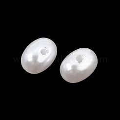 ABSプラスチックパール調ビーズ  オーバル  ホワイト  8x5.5x5.5mm  穴：1.2mm  約3550個/500g&nbsp;PL-CBA8DB3-23