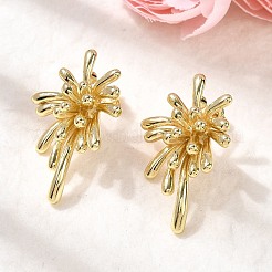 真鍮の花のスタッドピアス  長持ちメッキ  ラックめっき  ゴールドカラー  35.5x23.5mm&nbsp;EJEW-H171-02B-G