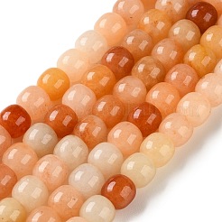 天然の金色のシルク翡翠ビーズ連売り  バレルビーズ  10x9.5mm  穴：1mm  約41個/連  15.28インチ（38.8cm）&nbsp;G-C284-A01-01