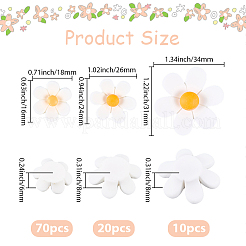 100個3スタイル不透明樹脂カボション  花  ホワイト  16~31x18~34x6~10mm&nbsp;RESI-PA0001-15
