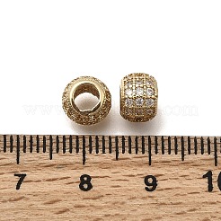 真鍮製マイクロパヴェキュービックジルコニアビーズ  ロンデル  18KGP本金メッキ  7.5x5.5mm  穴：3.7mm&nbsp;KK-Z126-11G