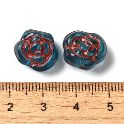 透明なランプワークビーズ  ローズ  マリンブルー  13x8mm  穴：1mm  約65~75個/100g&nbsp;LAMP-P065-01A-01