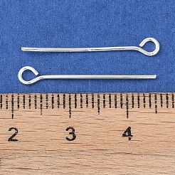 真鍮製アイピン  ジュエリー作りのための  925銀メッキ  24x0.7mm  穴：2mm&nbsp;KK-N254-48A-S