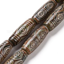チベット風ジービーズ  天然石瑪瑙ビーズ  染め＆加熱  オーバル  片目  6mm  穴：28.5~32x10~12.5mm&nbsp;TDZI-E004-15