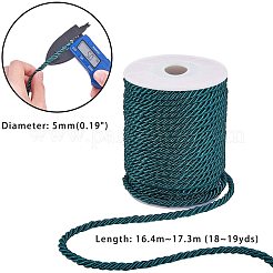 ポリエステルコード  ツイストコード  ダークシアン  5mm  約18~19ヤード/ロール（16.4m〜17.3m /ロール）&nbsp;NWIR-PH0001-07S