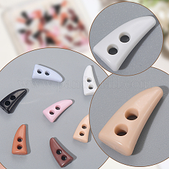84色のプラスチックホーンボタン7個  DIY人形服作り  2穴  ミックスカラー  15x7.5x4.5mm  穴：2.5mm  12個/カラー&nbsp;FIND-GF0008-26