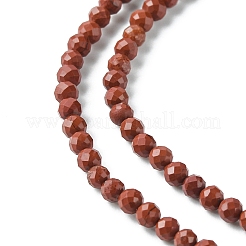天然石レッドジャスパービーズ連売り  多面カット  ラウンド  3~3.5mm  穴：0.7mm  約106個/連  15.04~15.43インチ（38.2~39.2cm）&nbsp;LS-G-F748-H01-02