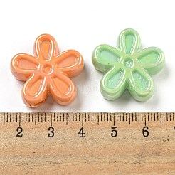 UVメッキ虹色アクリルビーズ  花  ミックスカラー  23x24x9mm  穴：2.5mm&nbsp;OACR-G039-14