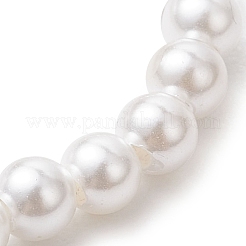 女性用ラウンドシェルパールビーズストレッチリング  ホワイト  3mm  内径：19mm&nbsp;RJEW-JR00761