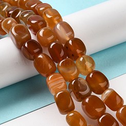 天然石瑪瑙ビーズ連売り  染め＆加熱  キューブ  チョコレート  11~12x8~9.5x8~9.5mm  穴：1.2mm  約16個/連  7.48~7.72''（19~19.6センチメートル）&nbsp;G-H295-A01-11