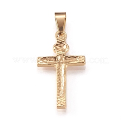 ステンレスペンダント201個  イースターのために  十字架クロス  ゴールドカラー  29x17x2.5mm  穴：9x3mm&nbsp;STAS-N096-10G