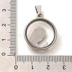 ガラスチャーム  304ステンレススチール製の金具と201ステンレススチール製のアイスピック型ピンチベイルを使用  聖母マリアとフラットラウンド  PVD真空メッキ  ステンレス鋼色  24.5x21x6mm  穴：6x3.5mm&nbsp;STAS-U035-03P-02