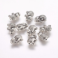チベットスタイル合金象ビーズ  アンティークシルバー  8.5x12x4mm  穴：0.8mm&nbsp;TIBEB-E070-AS
