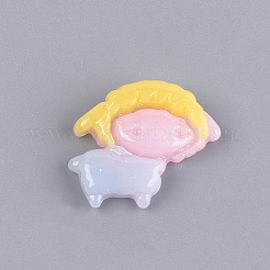 樹脂カボション  グリッターパウダー付き  羊  ミックスカラー  19x21.5x4.5mm&nbsp;CRES-T010-56