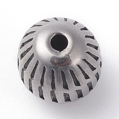 316サージカルステンレスビーズ  ラウンド  アンティークシルバー  9.5~10mm  穴：2mm&nbsp;STAS-G186-18AS