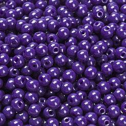 不透明色のガラスシードビーズ  ラウンド  インディゴ  4.5x3.5mm  穴：1mm  約4500個/ポンド&nbsp;SEED-C001-02B-01