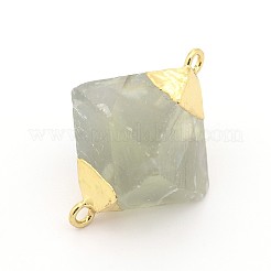天然蛍石ジェムストーンリンクコネクター  金色のメッキ真鍮パーツと  ダイヤモンド  22~29x19~23mm  穴：2mm&nbsp;G-J297-M