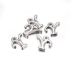 プラチナメッキ合金文字ペンダント  ラックめっき  文字.y  13x10x2mm  穴：1.5mm&nbsp;PALLOY-P097-02-Y
