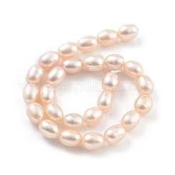 天然養殖淡水パールビーズ連売り  ライス  グレード5 A  桃パフ  4~5mm  穴：0.6mm  約26~27個/連  7.09''~7.28''（18~18.5センチメートル）&nbsp;PEAR-P062-06G