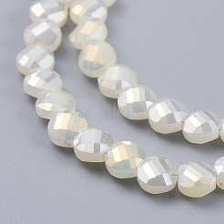 電気メッキガラスビーズセット  多面カット  フラットラウンド  フル虹メッキ  淡黄色  6x4mm  穴：1.2mm  約100個/連  23.23インチ（59cm）&nbsp;EGLA-J149-C-6mm-FR02