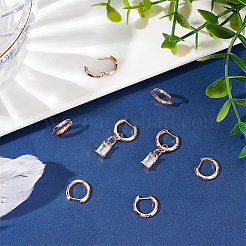 クリアキュービックジルコニアフープピアス4組  女性のための真鍮のアクセサリー  ローズゴールド  13x13.5x2mm  ピン：0.8mm&nbsp;EJEW-NB0001-11RG
